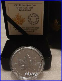 2020 W Mint Mark Silver Maple Leaf SML $5 1OZ Pure Silver Coin Canada Winnipeg