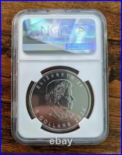 2020-w Canada Burnished Maple Leaf 1 Ounce. 9999 Silver Five Dollar Ngc Ms 70