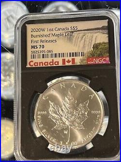 2020W 1oz Canada S $5 Butnisbed Maple Leaf First Releases MS 70 Loc 14
