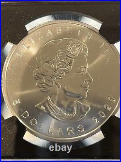2020W 1oz Canada S $5 Butnisbed Maple Leaf First Releases MS 70 Loc 14