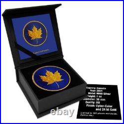 2021 1oz. 9999 BLUE Colorised Canadian Maple Leaf Gold Gilded Silver Coin
