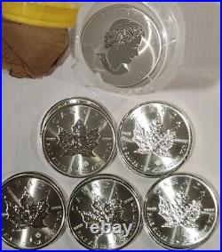 2021 1oz Silver Canadian Maple Leaf Coins BU Lot of 5 Total 5 OZ Ea In Capsule