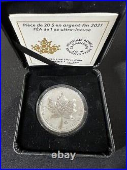 2021 20$ Super Incuse Maple Leaf 1 oz Silver Coin Royal Canadian Mint