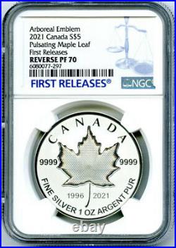 2021 $5 1 Oz Canada Silver Pulsating Maple Leaf Ngc Pf70 Rev Proof Mintage 3k