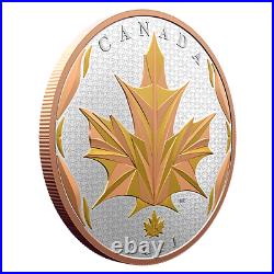 2021 CANADA MAPLE LEAF MOTION 50$ 5oz. 99.99% PURE SILVER ROSE GOLD PLATING COIN