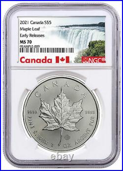 2021 Canada 1 oz Silver Maple Leaf $5 Coin NGC MS70 ER Exclusive Canada Label