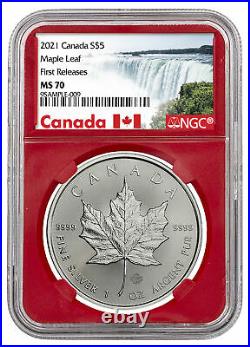 2021 Canada 1 oz Silver Maple Leaf $5 Coin NGC MS70 FR Red Core Exclusive Label
