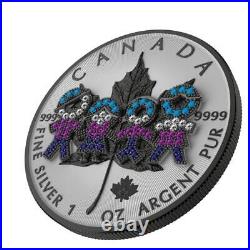 2021 Canada $5 Maple Leaf Big Family Black 1 Oz Silver Coin