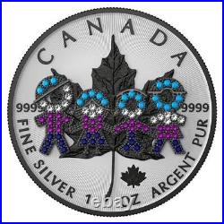 2021 Canada $5 Maple Leaf Big Family Black 1 Oz Silver Coin