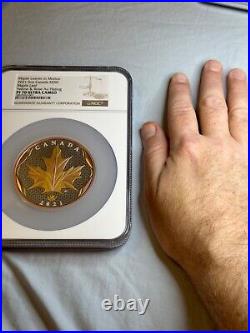 2021 Canada Oversize Silver Coin 5oz Rose & Gold Gilt Maple Leaves in Motion NGC