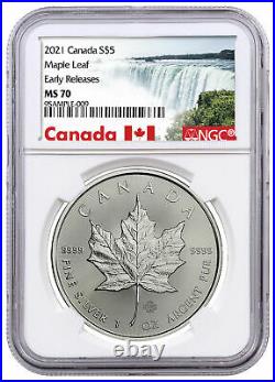 2021 Canada S$5 MAPLE LEAF 1 Oz. Silver NGC MS70 ER POP 10 OUT OF 160