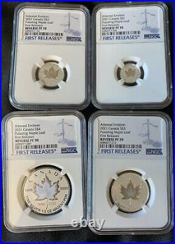 2021 Canada Silver Pulsating Maple Leaf 4-coin Set Ngc Pf70 Rev Proof Mintage 3k