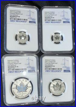 2021 Canada Silver Pulsating Maple Leaf 4-coin Set Ngc Pf70 Rev Proof Mintage 3k