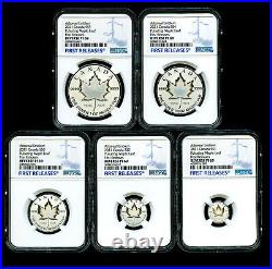 2021 Canada Silver Pulsating Maple Leaf 5-coin Set Ngc Pf69 Rev Proof Mintage 3k