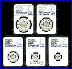 2021 Canada Silver Pulsating Maple Leaf 5-coin Set Ngc Pf70 Rev Proof Mintage 3k