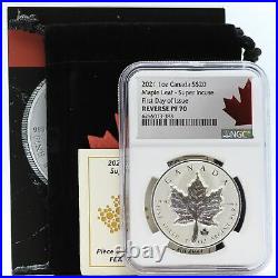 2021 Canada Super Incuse Maple Leaf 1 oz Silver NGC PF70 Reverse $20 Coin JK947