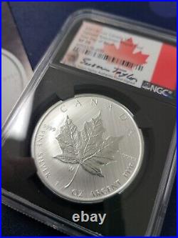 2021-W $5 Canada Burnished W Mark Silver Maple Leaf NGC SP70 FDI Susan Taylor