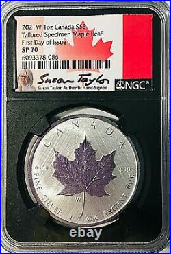 2021 W $5 Canada TAYLOR SPECIMEN BURNISHED Maple Leaf NGC SP 70 FDOI with COA