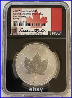 2021 W $5 Silver Tailored Specimen Maple Leaf NGC SP 70 First Releases Black Cor