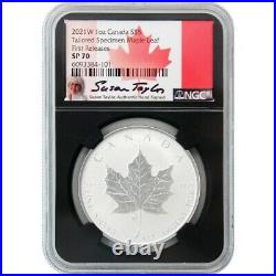 2021 W $5 Tailored Specimen Silver Maple Leaf Ngc Sp70 Fr Susan Taylor Signed