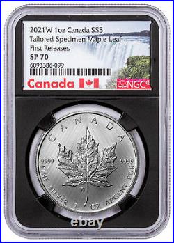 2021 W Canada 1 oz Silver Maple Leaf Tailored Specimen $5 NGC SP70 FR BC Excl