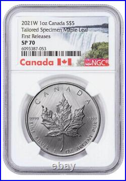 2021 W Canada 1 oz Silver Maple Leaf Tailored Specimen $5 NGC SP70 FR & COA