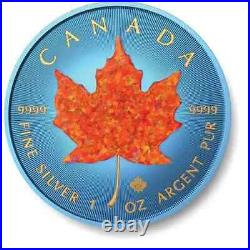 2022 1oz Canadian Silver Maple Leaf 3D Red Opal Leaf Insert