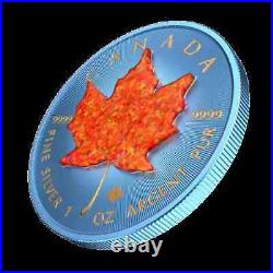 2022 1oz Canadian Silver Maple Leaf 3D Red Opal Leaf Insert