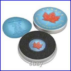 2022 1oz Canadian Silver Maple Leaf 3D Red Opal Leaf Insert