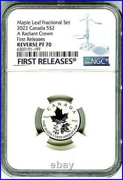 2022 $2 1/10 OZ CANADA SILVER NGC Reverse Proof PF70 RADIANT CROWN MAPLE LEAF
