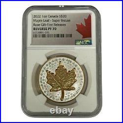 2022 $20 Canada 1 oz Silver Rose Gold Maple Leaf Super Incuse NGC PF70 FR