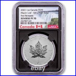 2022 $20 Ultra High Relief Silver Maple Leaf Ngc Pf70 Fr Black Core Canada