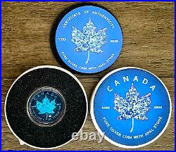 2022 $5 Opal Maple Leaf 3D Insert Series 1 oz Silver Colorized Coin Mintage 100