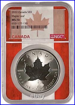 2022 Canada 1oz Silver Maple Leaf NGC MS70 Flag Core