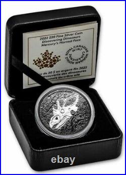 2022 Canada $20 DISCOVERING DINOSAURS MERCURY'S HORNED FACE 1 Oz Silver