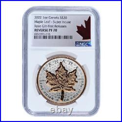 2022 Canada $20 Rose Gilt Maple Leaf NGC First Releases Reverse PF70 with OGP