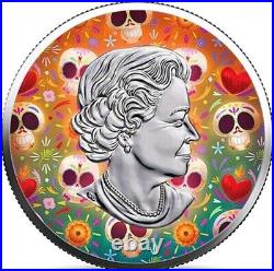 2022 Canada $5 Dia De Muertos Glow In The Dark 3 X 1 Oz. 999 Silver Coin Set