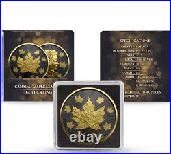 2022 Canada Maple Leaf, 1 oz Silver Ruthenium and Gold Gilded