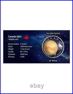 2022 Canada Maple Leaf Our Solar System PLANET VENUS coin 1 oz. 999 silver