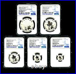 2022 Canada Silver Ngc Pf70 Proof Diamond Radiant Crown Maple Leaf 5-coin Set