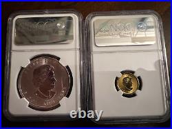 2022 G$5/S$5 Canada Maple Leaf Gold/Silver 2 coin Congratulations Set MS70