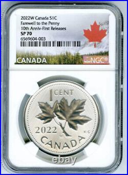 2022 W 1c Canada 1 Oz Silver Ngc Sp70 Farewell To The Penny Maple Leaf Cent Fr