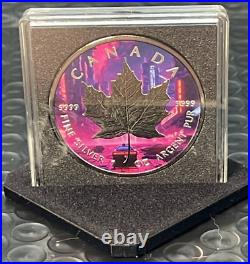 2023 1 oz Silver Cyberpunk Dragon Colorized Canada Maple Leaf Coin Capsule/COA