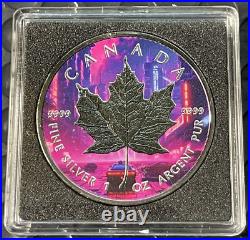 2023 1 oz Silver Cyberpunk Dragon Colorized Canada Maple Leaf Coin Capsule/COA