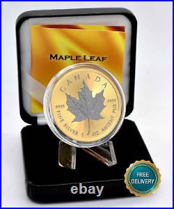 2023 1OZ Silver Silver Maple Leaf 24kt Space Gold Canada Canada NEW ONLY 500 BU