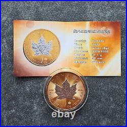 2023 1OZ Silver Silver Maple Leaf 24kt Space Gold Canada Canada NEW ONLY 500 BU