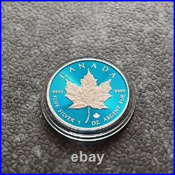 2023 1OZ Silver Silver Maple Leaf Blue Blue Space Canada NEW ONLY 500 BU