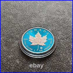 2023 1OZ Silver Silver Maple Leaf Blue Blue Space Canada NEW ONLY 500 BU