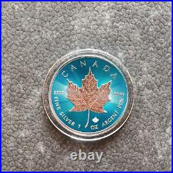 2023 1OZ Silver Silver Maple Leaf Blue Blue Space Canada NEW ONLY 500 BU