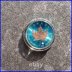 2023 1OZ Silver Silver Maple Leaf Blue Blue Space Canada NEW ONLY 500 BU